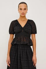 Rails - Argenta Top - Black Grid Embroidery