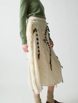 Lingua Franca - Jade Embellished Cable Knit Skirt - Ivory