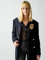 Lingua Franca - Jackie Embellished Double Breasted Blazer - Navy Twill