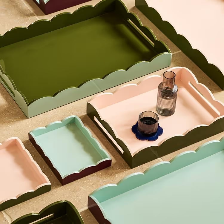 Addison Ross- 11x8 Scallop Tray- Eau de Nil/Kha