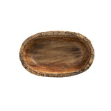 Heritage Lace - Small Artisan Wood Bark Oval Bowl - Natural