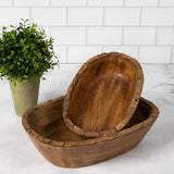 Heritage Lace - Small Artisan Wood Bark Oval Bowl - Natural