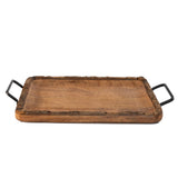 Heritage Lace - Small Artisan Wood Bark Rectangle Handled Charcuterie Tray - Mango