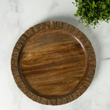 Heritage Lace - Artisan Wood 15" Bark Round Serving Tray - Smoky Mango