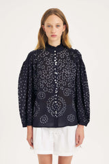 Antik Batik Bandini Blouse in Navy