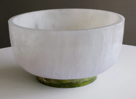 Beatriz Ball Resin Rio Large Bowl with Base (White and Green)
