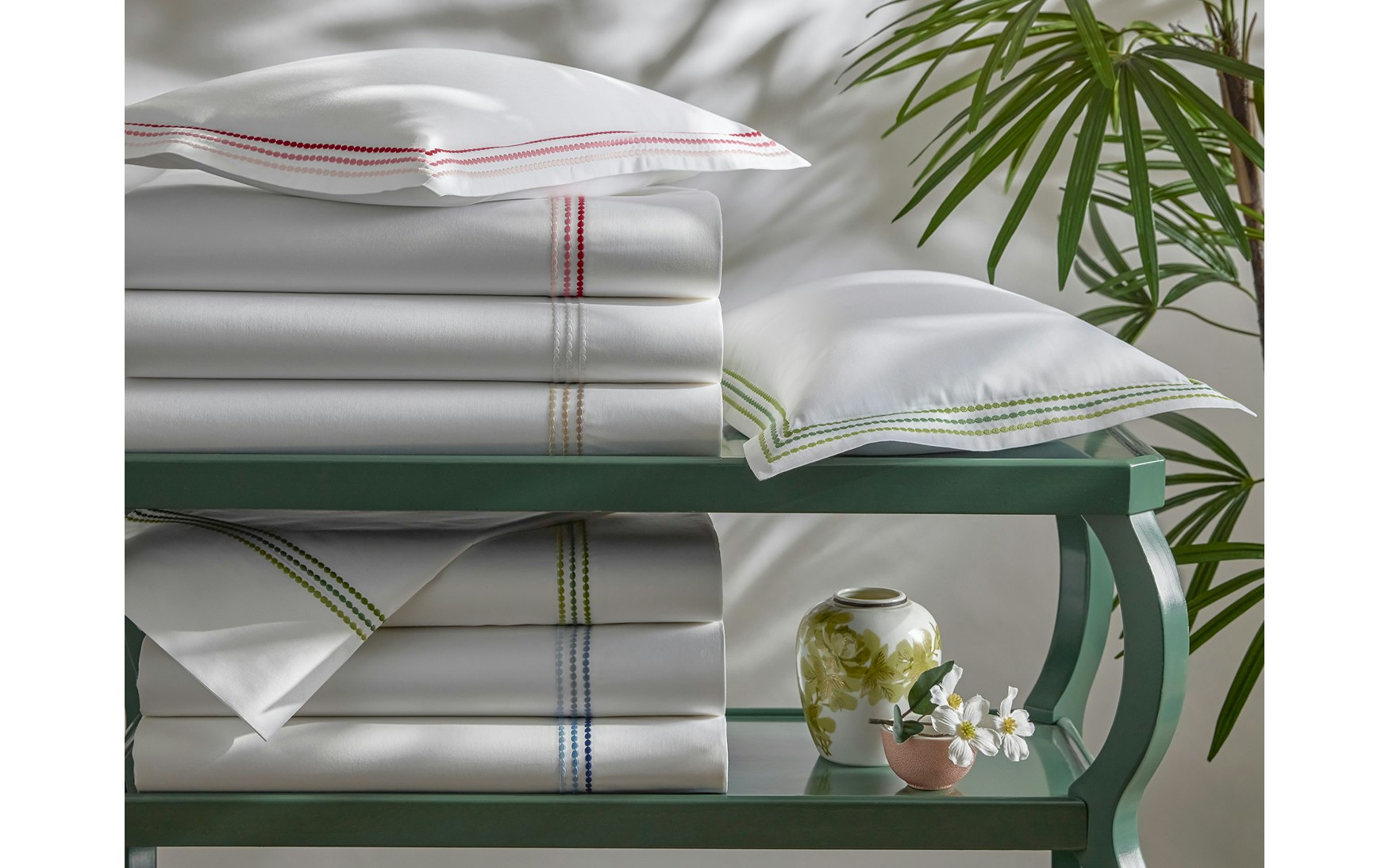 Matouk- Amara Triple Pearl King Pillowcase- White