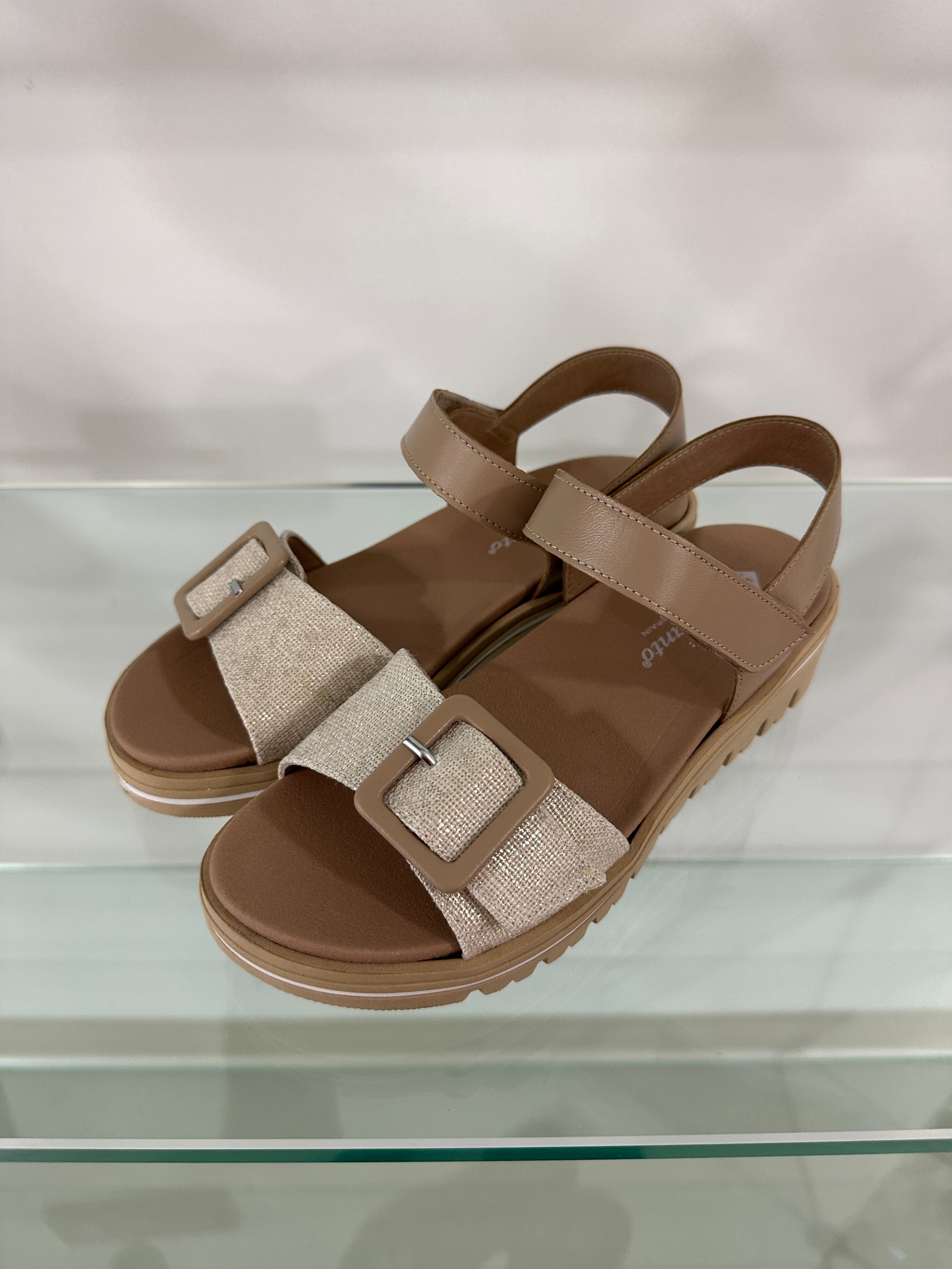 PieSanto - Joia Lame Hielo Sandal - Beige