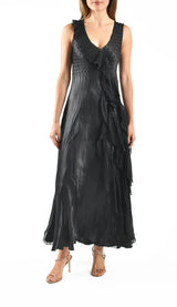 Komarov Ruffle Trim Dress - Black