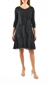 Komarov 3/4 Sleeve Chiffon Dress - Black