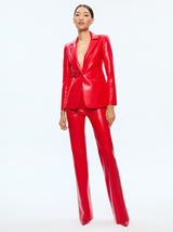 Alice + Olivia - Macey Fitted Vegan Leather Blazer - Bright Ruby