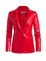 Alice + Olivia - Macey Fitted Vegan Leather Blazer - Bright Ruby