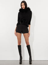 Alice + Olivia - Oscar Hoodie w Faux Fur Trim - Black