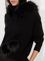 Alice + Olivia - Oscar Hoodie w Faux Fur Trim - Black