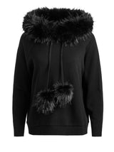 Alice + Olivia - Oscar Hoodie w Faux Fur Trim - Black