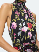 Alice + Olivia - Dita Smocked Neck Godet Burnout Maxi Dress - Floral Dreams