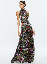 Alice + Olivia - Dita Smocked Neck Godet Burnout Maxi Dress - Floral Dreams