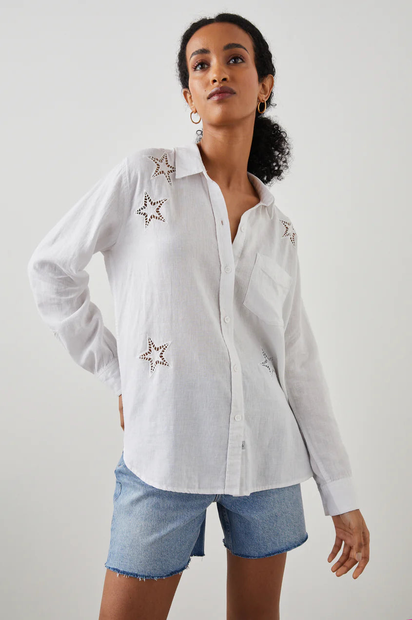 Rails - Charli Shirt - White Eyelet Stars