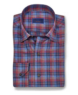 David Donahue - Twill Plaid Shirt - Chocolate & Berry