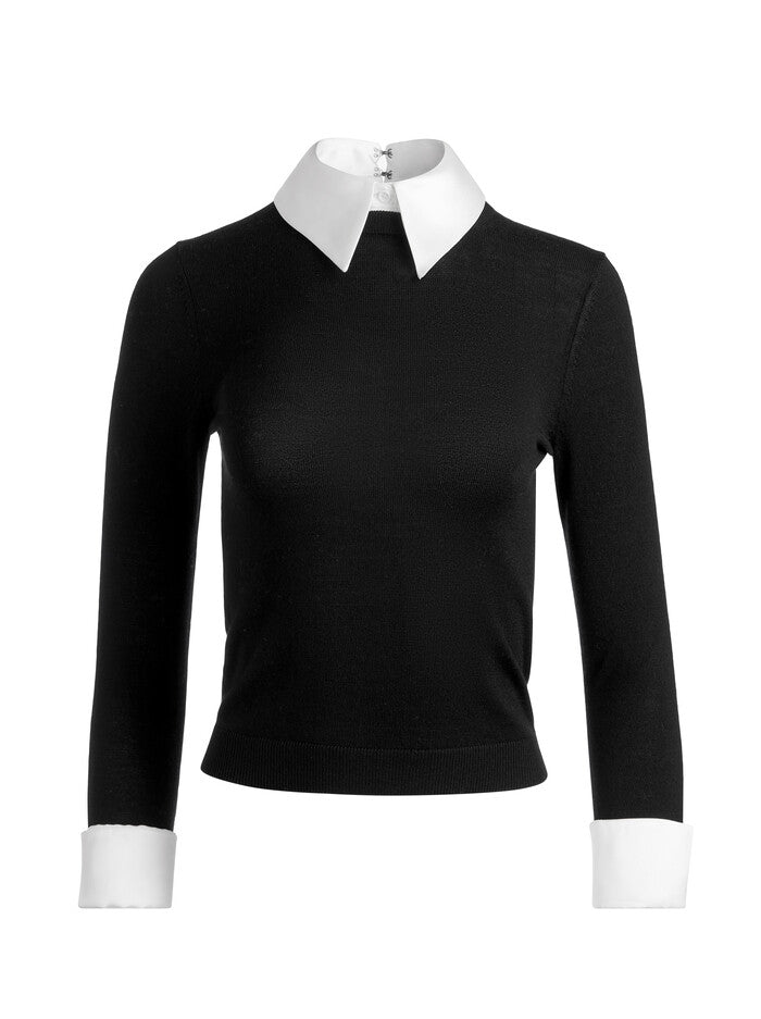 Alice + Olivia - Porla Collared Sweater - Black