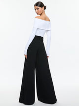 Alice + Olivia - Simon High Rise Wide Leg Pleated Trouser - Black