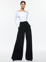 Alice + Olivia - Simon High Rise Wide Leg Pleated Trouser - Black