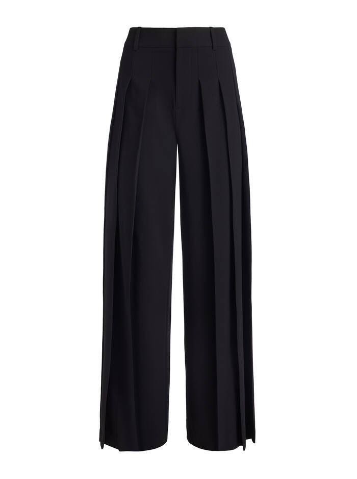 Alice + Olivia - Simon High Rise Wide Leg Pleated Trouser - Black