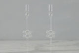 Clear Glass candlestick Pair - Medium