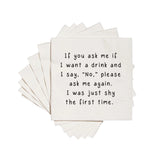 Ellembee Gift i say no cocktail napkins