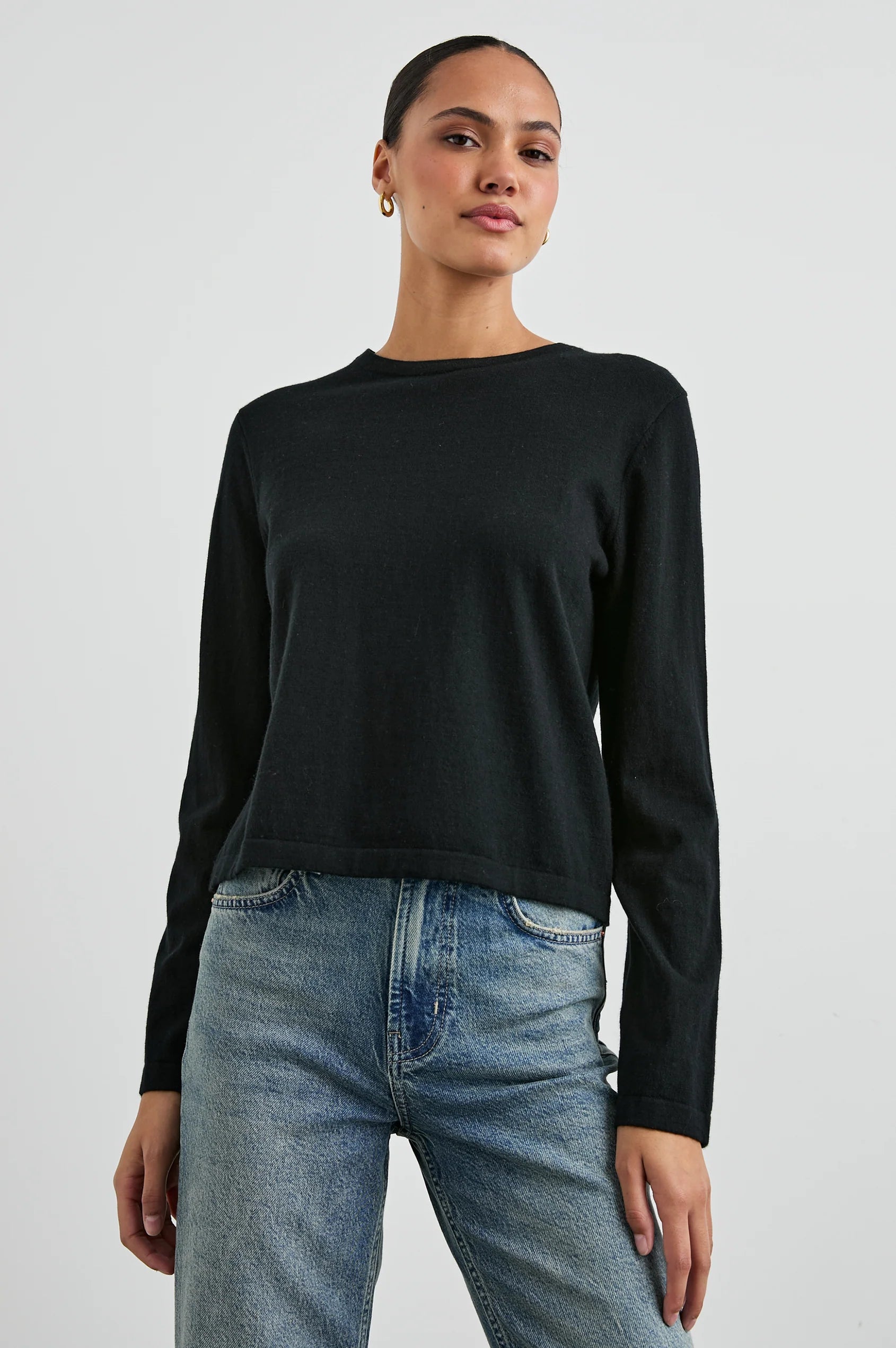 Rails - Cotton Cashmere Long Sleeve Tee - Black