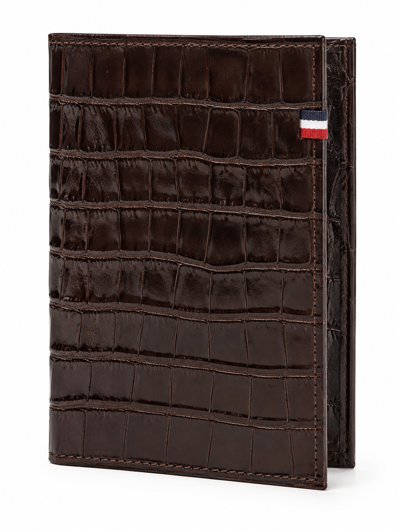 Clare V.- Passport Sleeve in Roma Croco- Mahogany