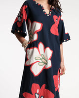 Frances Valentine - Delightful Embroidered Caftan Dress - Navy Dreamy Daisies