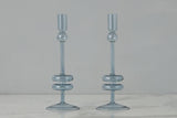 Denim Glass Candlestick Pair - Medium