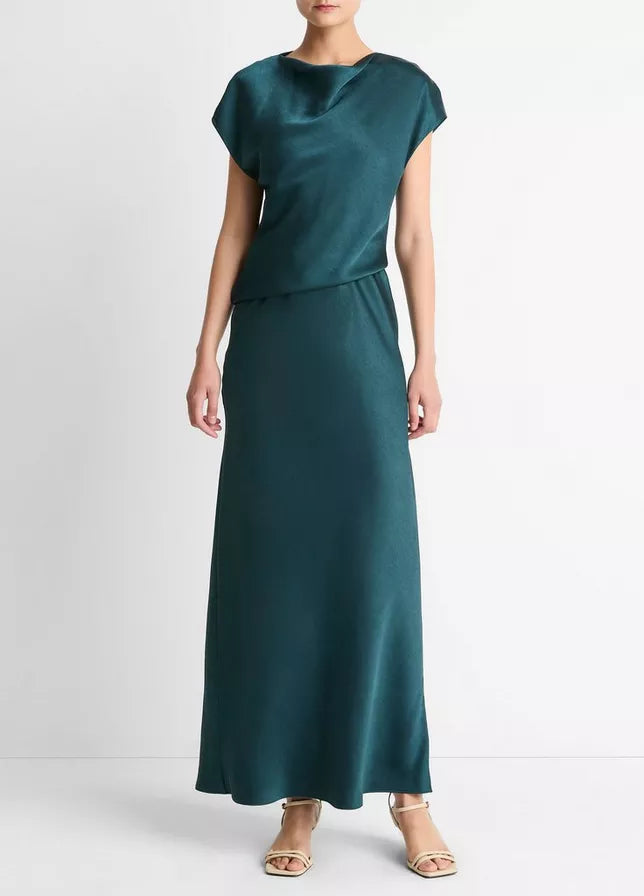 Vince Draped Cowl Cap Slv Dress