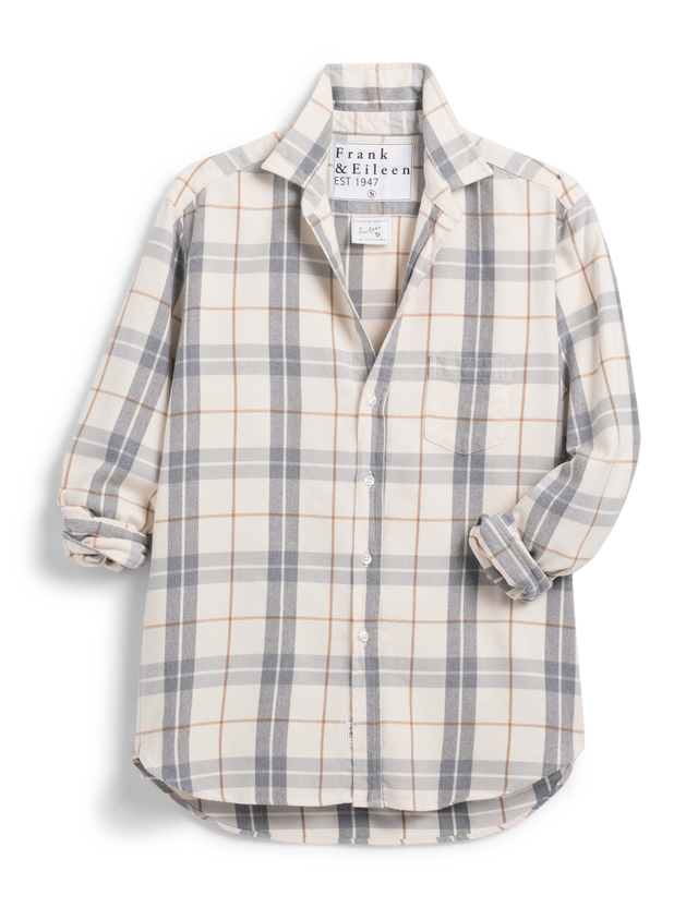 Frank & Eileen - Relaxed Button Up Shirt - Cream, Camel, Gray Plaid