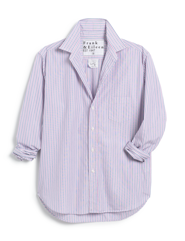 Frank & Eileen - Relaxed Button-Up Shirt - Navy Pink Multi Stripe