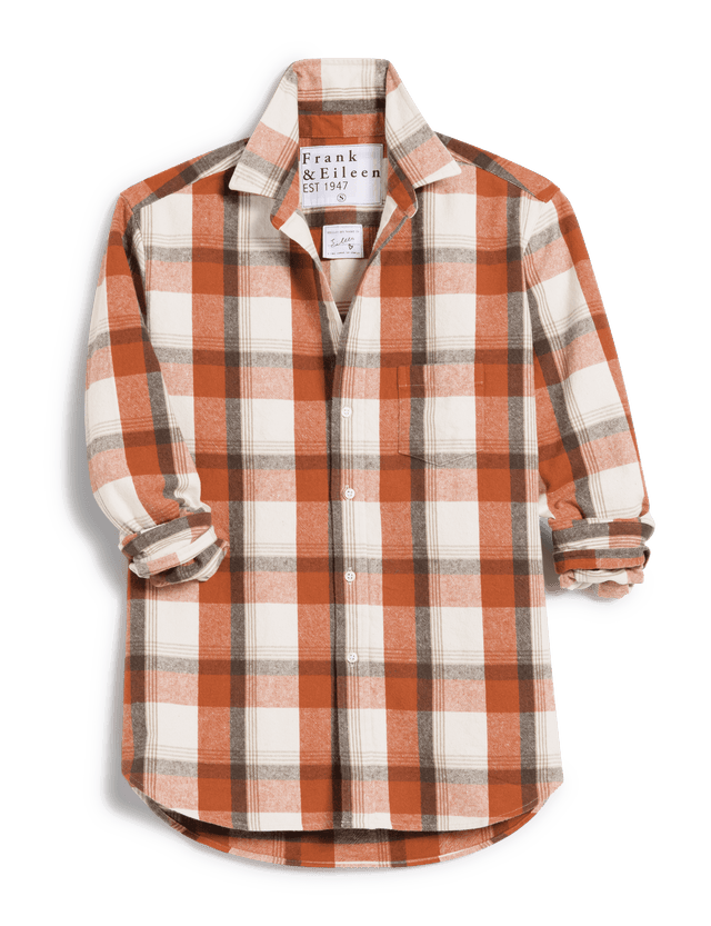 Frank & Eileen - Eileen Italian Flannel Relaxed Button-Up   Shirt - Pumpkin and Brown Plaid