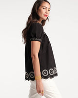 Frances Valentine - Whit Embroidered Top - Black & White