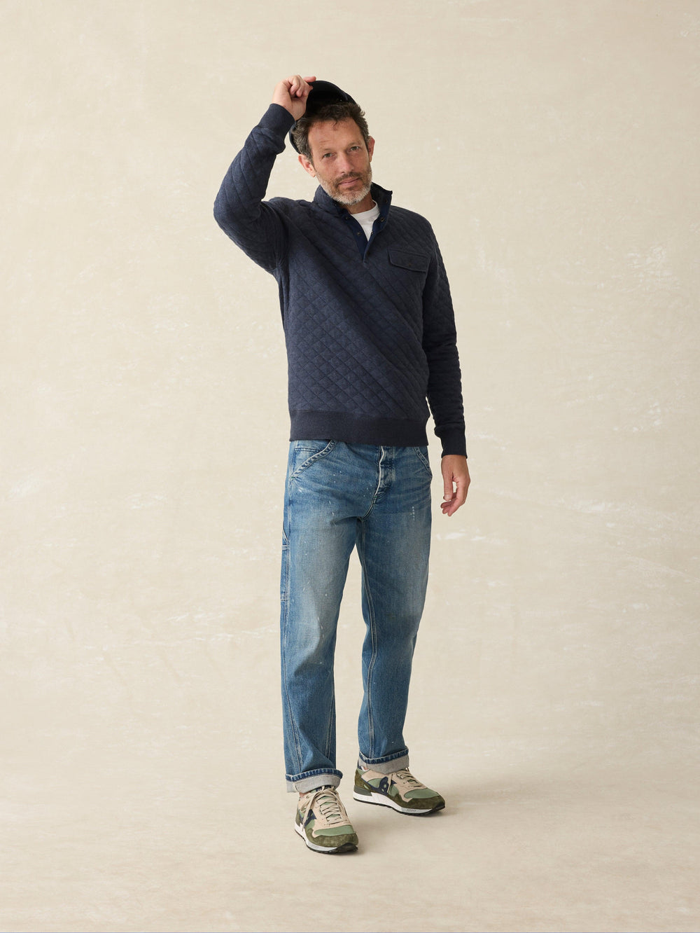 Faherty - Epic Quilted Fleece Pullover - Navy Melange