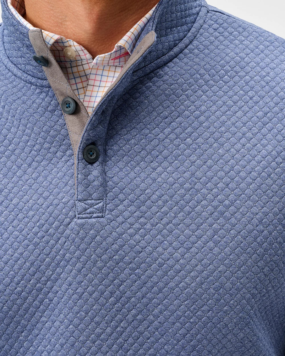 Johnnie-O- Rockwells Diamond-Quilted Henley Pullover- Laguna Beach