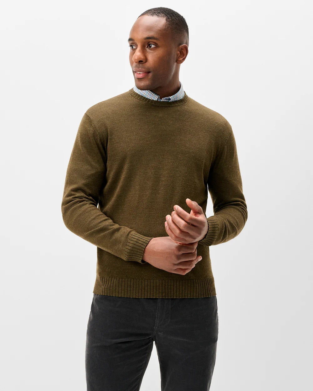 Johnnie-O- Ronald Merino Wool Crewneck Sweater- Mallard