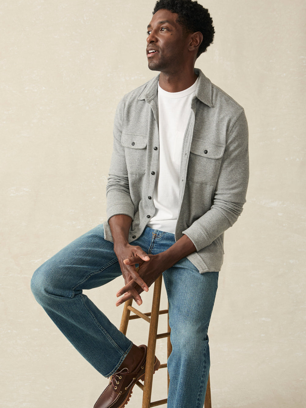 Faherty - Legend Sweater Shirt - Fossil Grey Twill