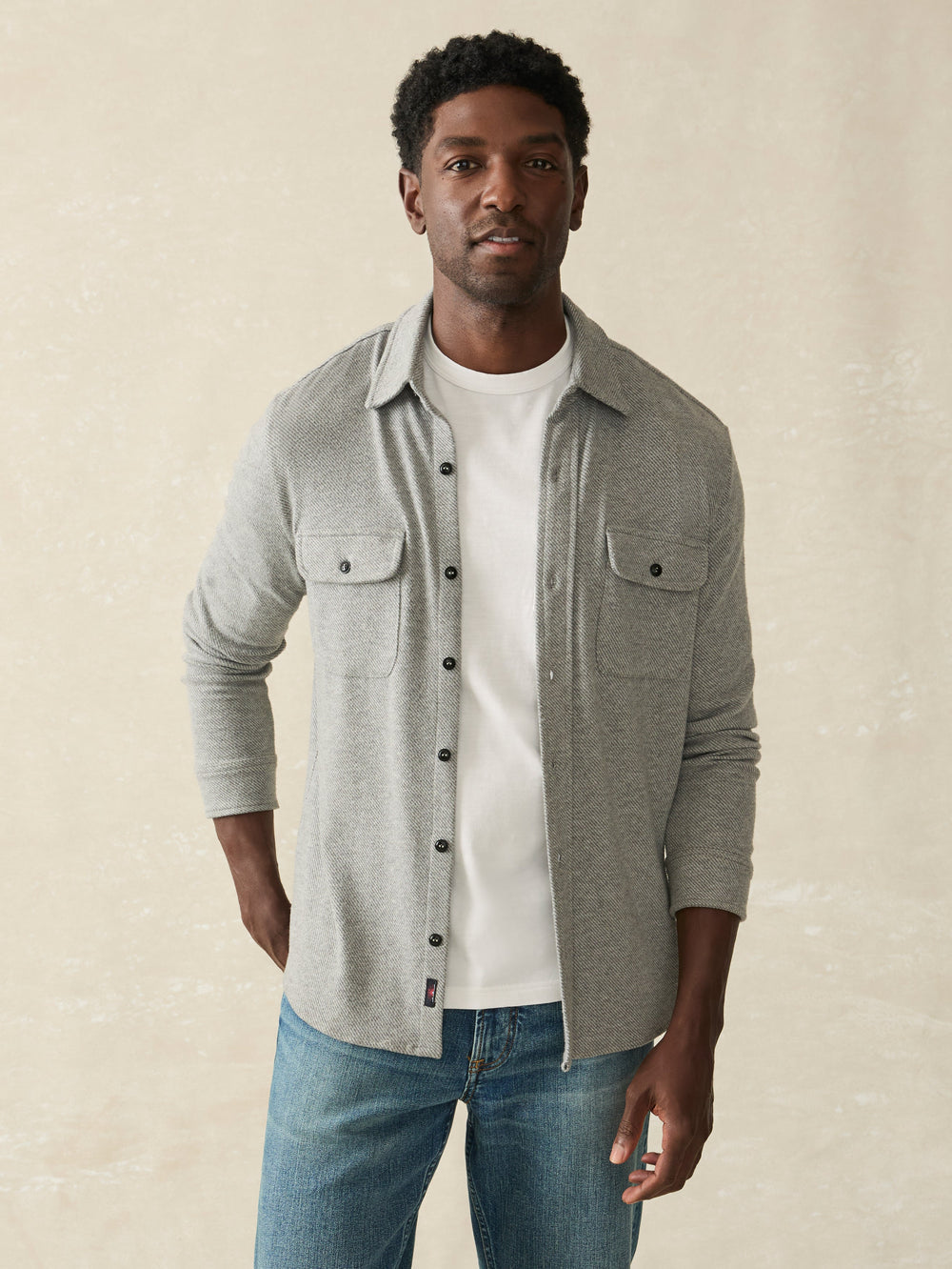 Faherty - Legend Sweater Shirt - Fossil Grey Twill
