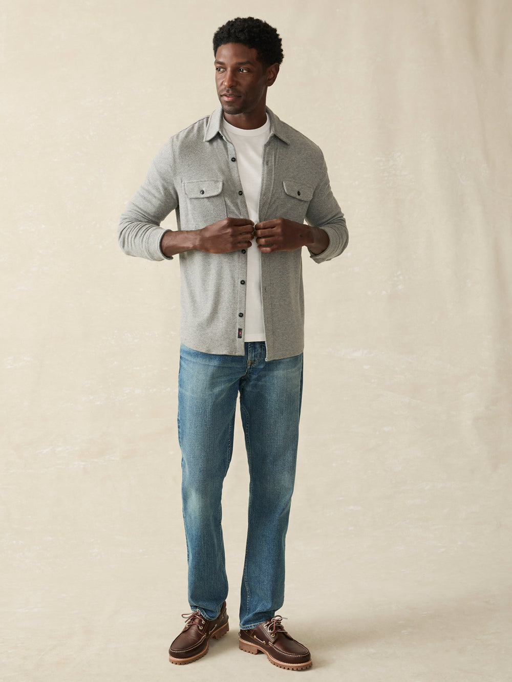 Faherty - Legend Sweater Shirt - Fossil Grey Twill