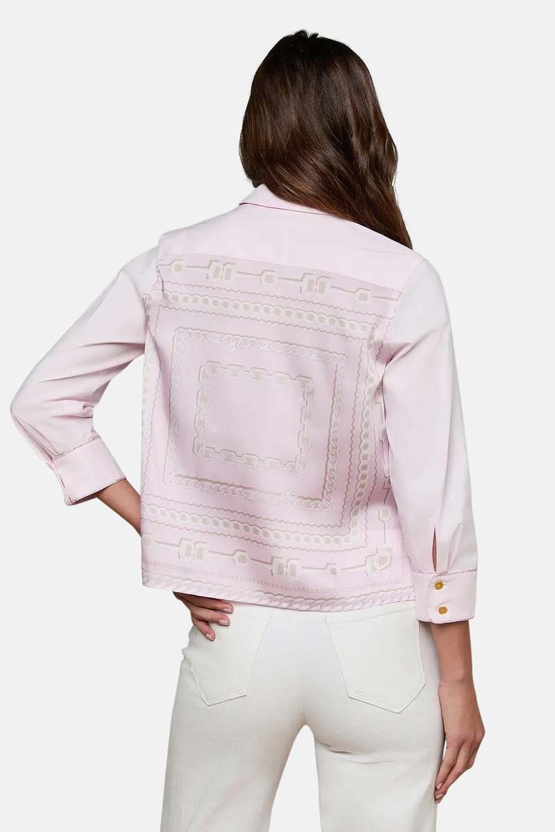 L'AGENCE Women's Fawn Piping Scarf Blouse in Pink