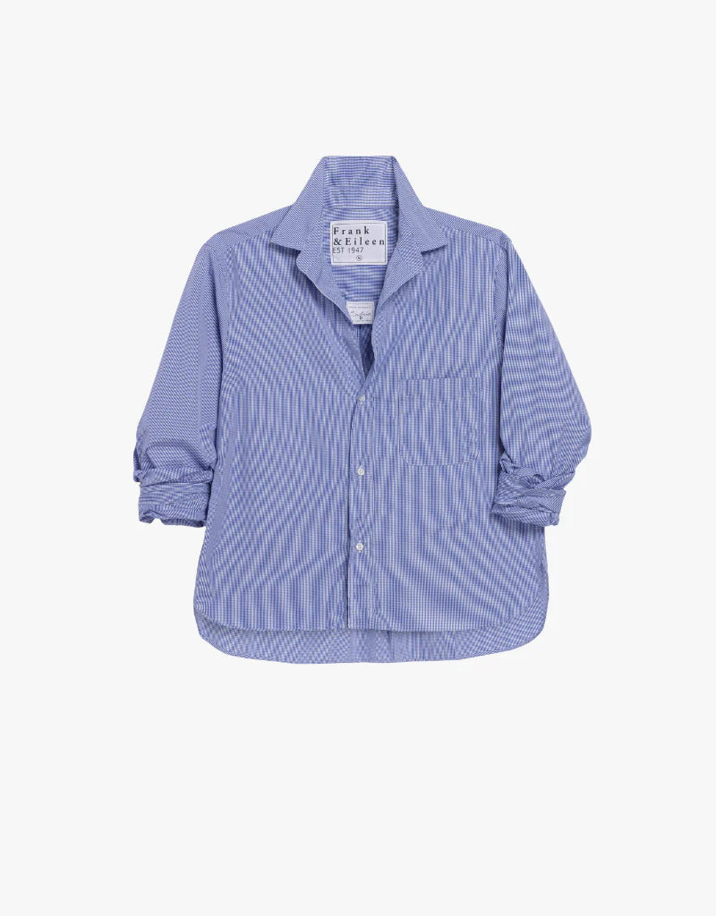 Frank & Eileen- Untuckable Silvio Button Up Shirt- Mini Blue Check