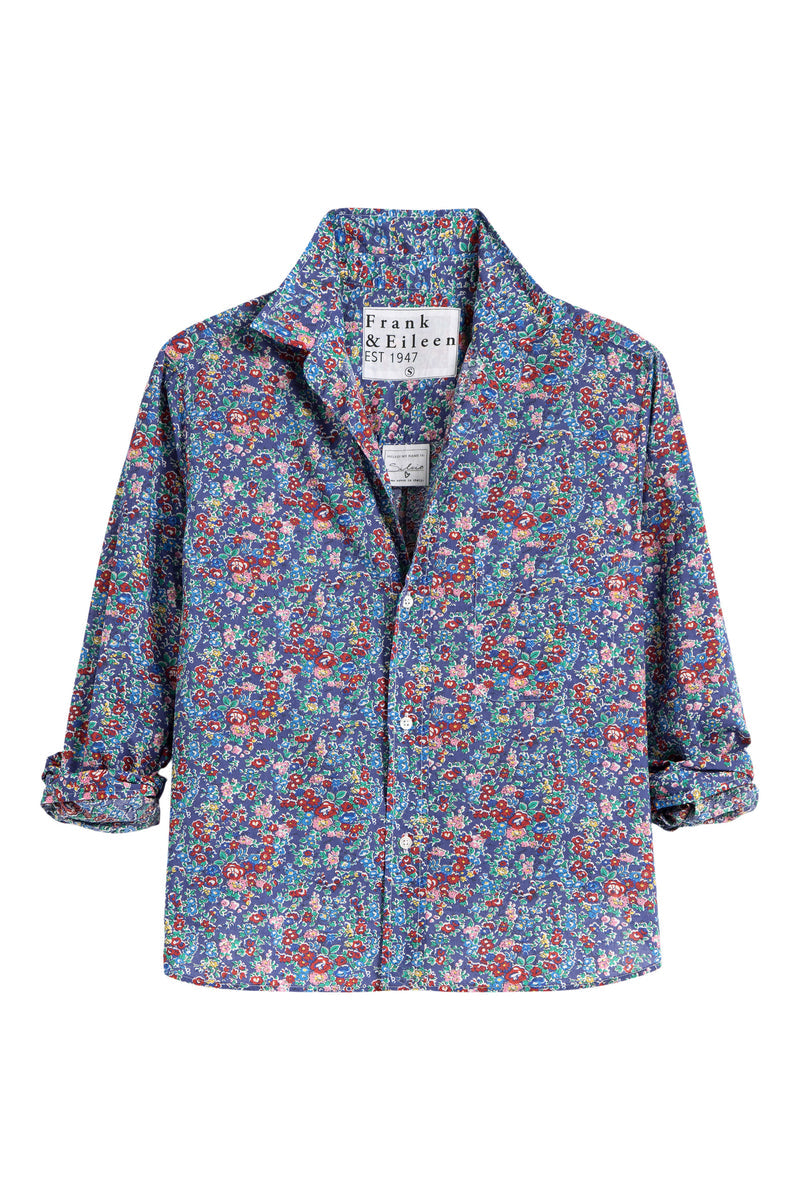 Frank & Eileen - Silvio Untuckable Button Up Shirt - Navy w Floral Print