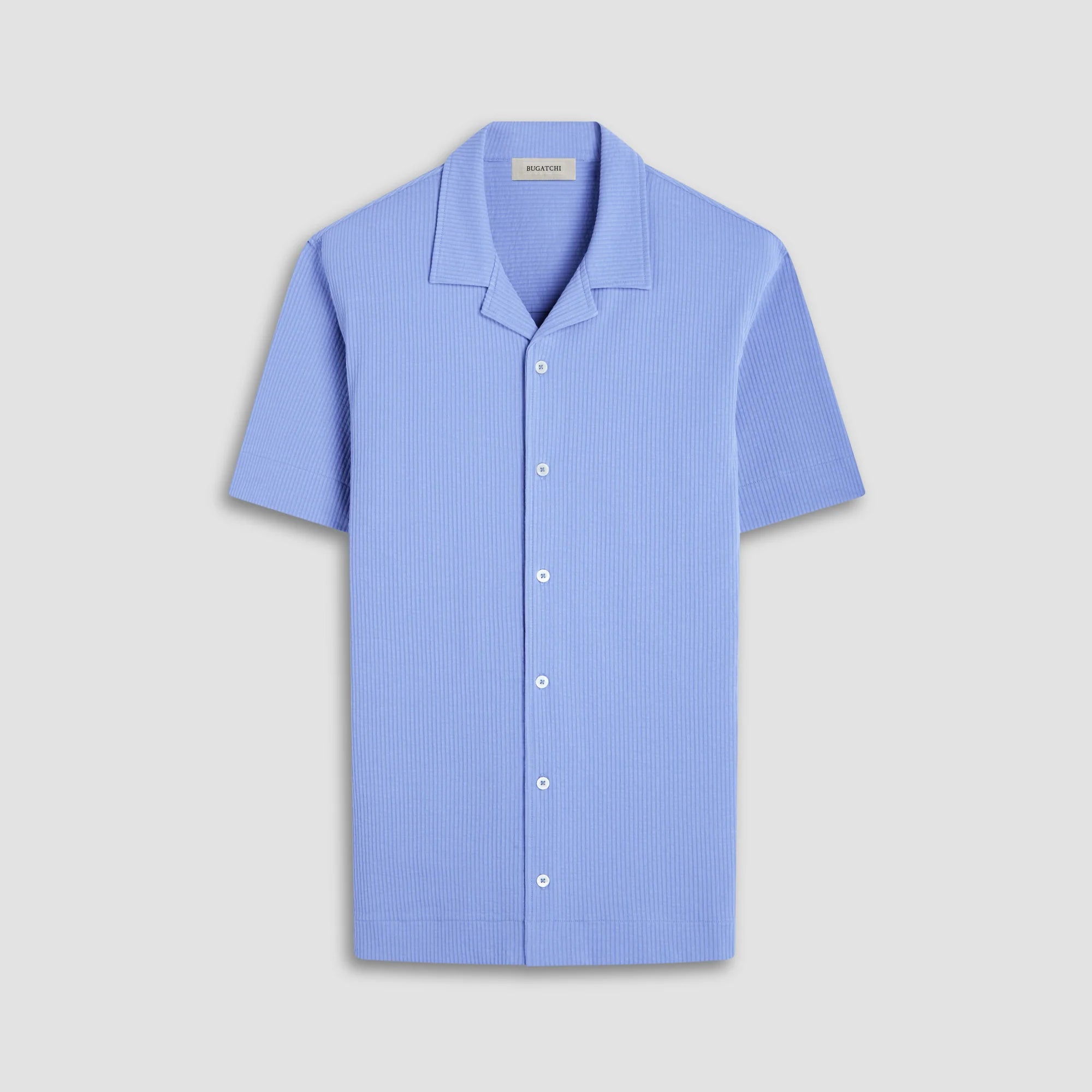 Bugatchi - Short Sleeve Seersucker Camp Shirt - Air Blue