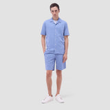 Bugatchi - Short Sleeve Seersucker Camp Shirt - Air Blue