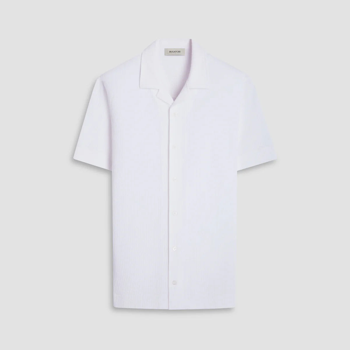 Bugatchi - Short Sleeve Seersucker Camp Shirt - White